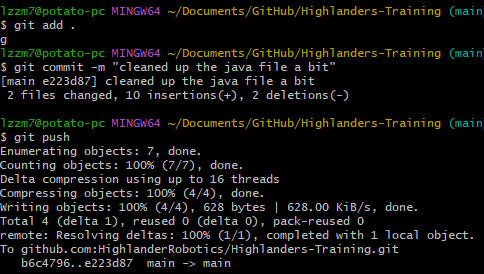 A simple demonstration of committing and pushing some changes in git